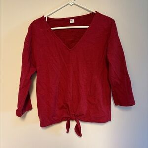 Old Navy Red V-Neck Tie-Front Tunic